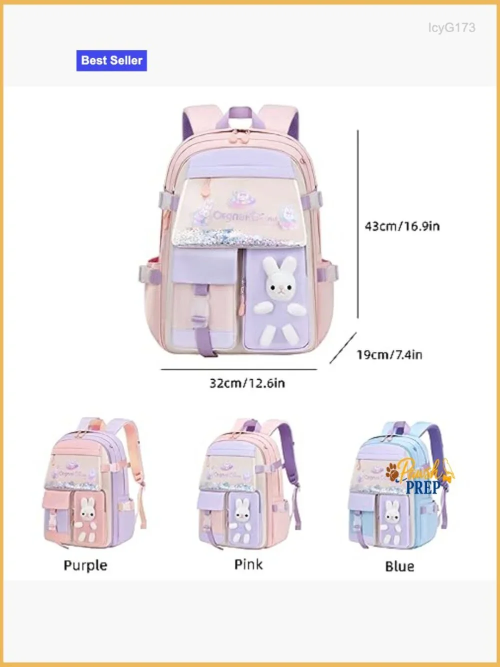 Cute Bunny Backpack for Girls - Kawaii Elementary School Bookbag